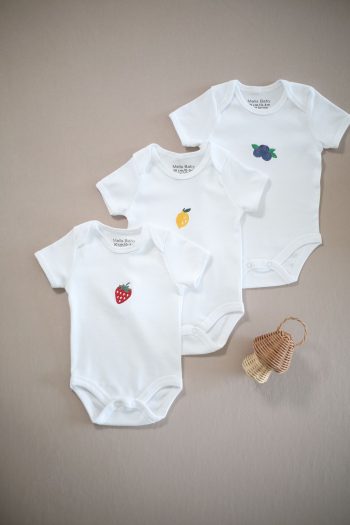 MELLS BABY 3-Piece Embroidered Snap Button Baby Bodysuit - Layette
