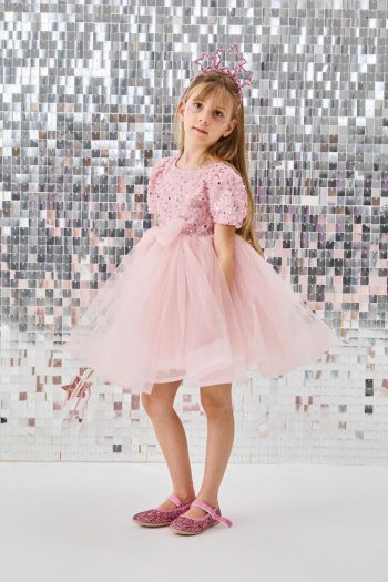 Glittery Beaded Dress for Girls - Gloria