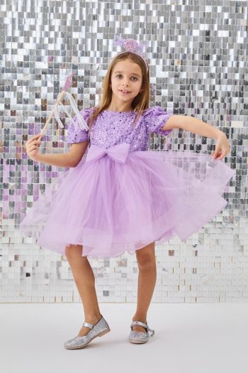 Lila Beaded Sequin Girl's Dress - Gloria