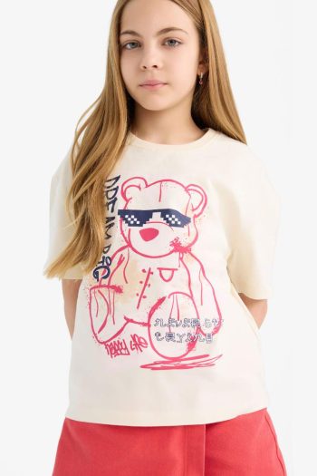 Girl's Relax Fit Printed Crew Neck Short Sleeve T-Shirt