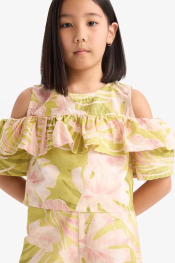 Girls' Short Sleeve Patterned Blouse