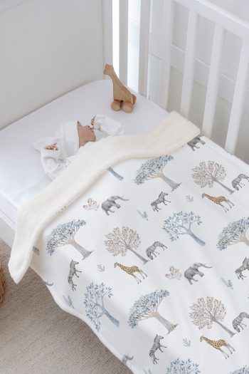 Tuğba Kuğu Plush Double-Sided Blanket - Safari