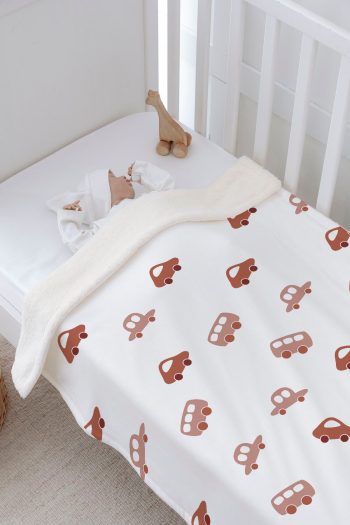 Tuğba Kuğu Plush Double-Sided Blanket - Vintage Car