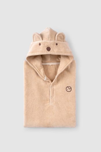 Little Gusto Organic Cotton Towel Baby Beige Poncho Bear