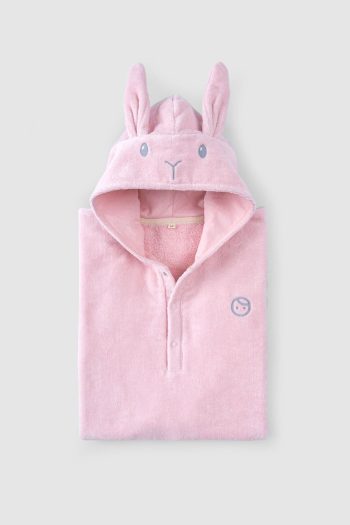 Little Gusto Organic Cotton Towel Baby Pink Poncho Rabbit
