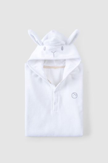 Little Gusto Organic Cotton Baby Lamb Towel White Poncho