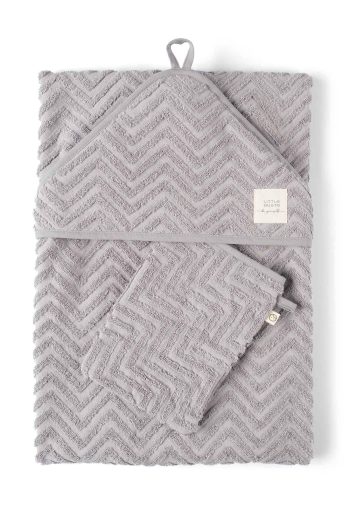 Little Gusto Baby Bath Towel Set Newborn Gray Organic Cotton