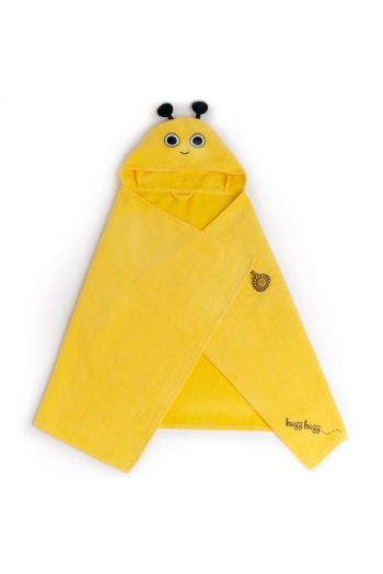 Milk & Moo Bee Buzz Velvet Swaddle Towel, 100% Cotton, Hooded, 0-2 Years, Quick Absorbent, 70x120 cm
