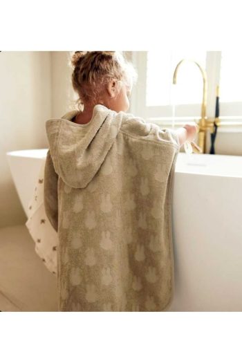 GÜRPAMUK HOME & BABY OUTLET EXPORT 100% Cotton Children's Beach, Pool, Bath Poncho Towel for Boys and Girls - PATTERNED / BEIGE