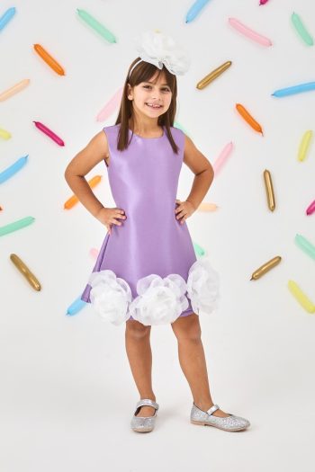 Lila Dress with Rose Detail for Girls - Paola