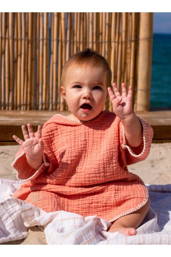 Barine Cocoon 4 Layer Muslin Baby Poncho Coral