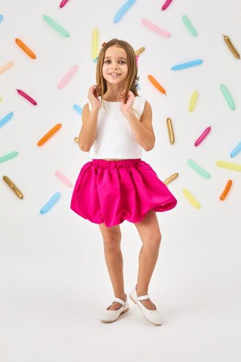 Fuchsia Girl's Balloon Skirt - Anna