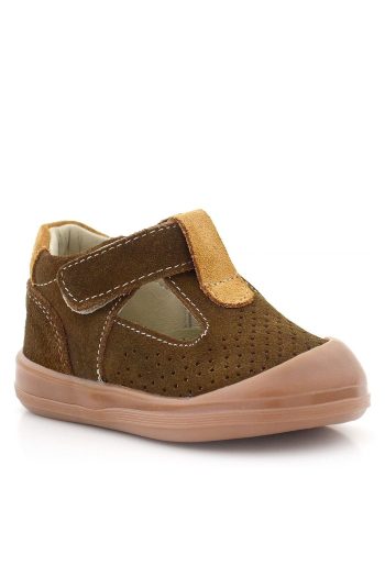 Rakerplus Shaun Genuine Leather Brown Tan Velcro Anatomical Baby Sandals
