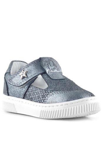 Rakerplus Bheem Genuine Leather Silver Glitter Velcro Star Detailed Baby Sandals