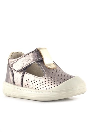 Rakerplus Shaun Genuine Leather Gold Velcro Anatomical Baby Girl Sandals