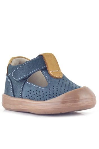 Rakerplus Shaun Genuine Leather Gray Tan Velcro Anatomical Baby Sandals