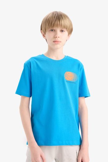 Boys' Regular Fit Printed Short Sleeve Crew Neck T-Shirt