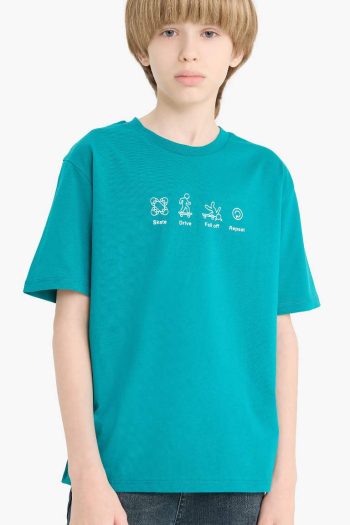Boys' Regular Fit Short Sleeve Printed Crew Neck T-Shirt