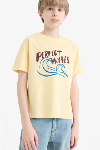 Boys' Regular Fit Printed Short Sleeve T-Shirt with Crew Neck