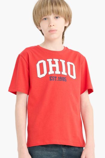 Boys' Bicycle Neck Printed Short Sleeve T-Shirt
