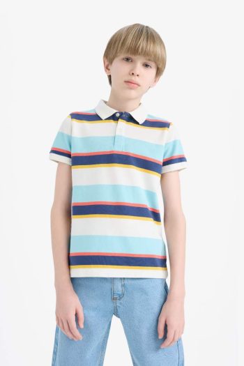 Boy's Striped Short Sleeve Polo Shirt