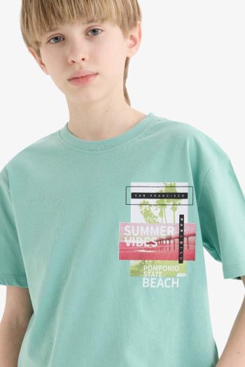 Boys' Bicycle Neck Printed Short Sleeve T-Shirt