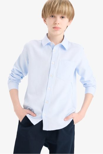Boys' Long Sleeve Oxford Polo Shirt