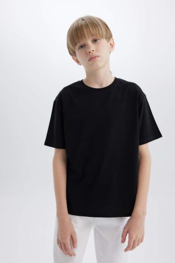Boys' Bicycle Collar Basic Plain Short Sleeve T-Shirt