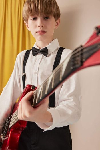 Boys' April 23rd Children's Day Polo Collar Long Sleeve Basic Plain Shirt with Linen Look