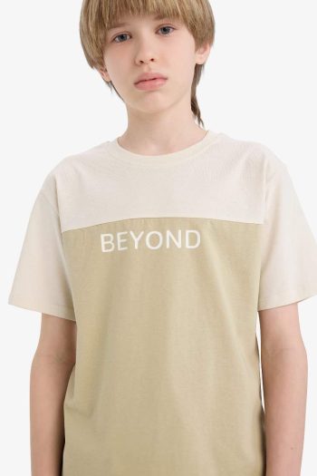Boys' Bike Collar Printed Short Sleeve T-Shirt