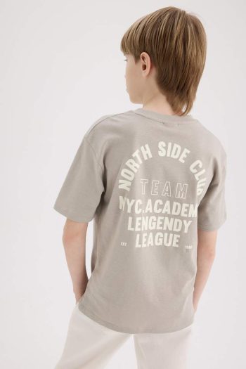 Boys' Bike Collar Short Sleeve T-Shirt with Back Print