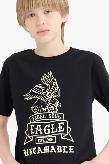 Boys' Bicycle Neck Printed Short Sleeve T-shirt