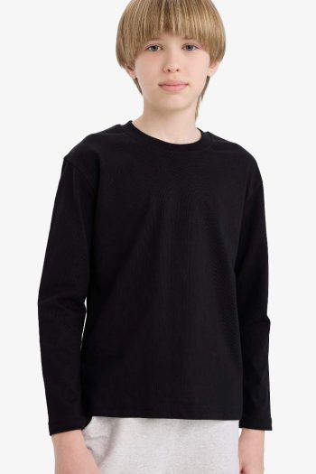 Boys' Bicycle Neck Basic Plain Long Sleeve T-Shirt