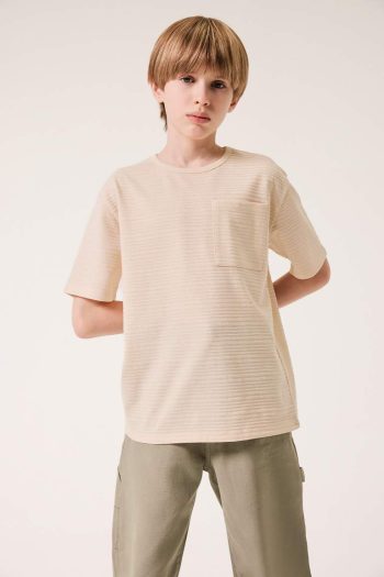 Boys' Basic Plain Short Sleeve T-Shirt with Bicycle Collar