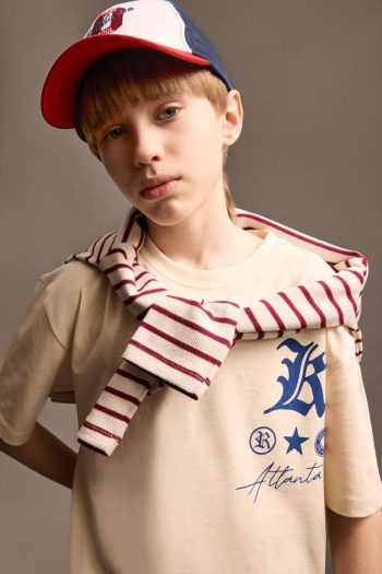 Boys' Oversized Loose Fit Printed Short Sleeve T-Shirt with Crew Neck