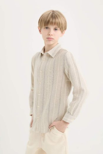 Boys' Striped Long Sleeve Polo Shirt