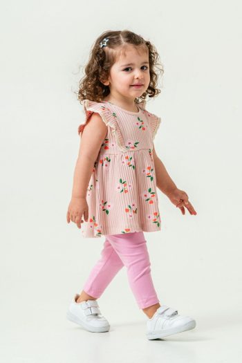Smile Kids Baby Girl Floral Bodysuit and Leggings Set 6-24 Months Powder Pink 011-3