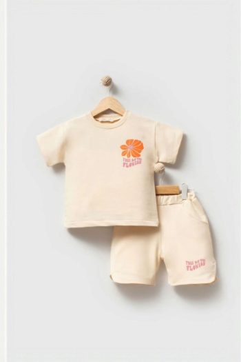 100% Cotton Girl's Front-Back Printed T-shirt & Pocket Shorts Set
