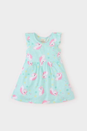 Girl's Short Sleeve Dress with Print