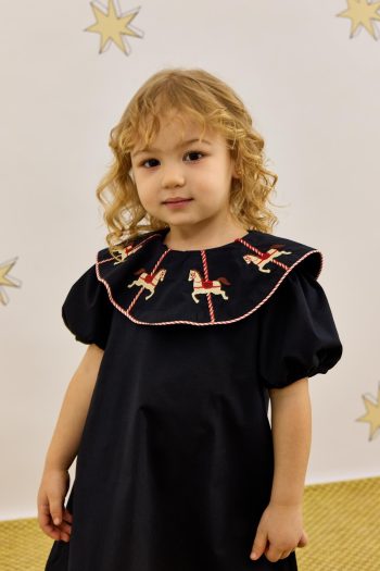 Embroidered Dress Navy Blue