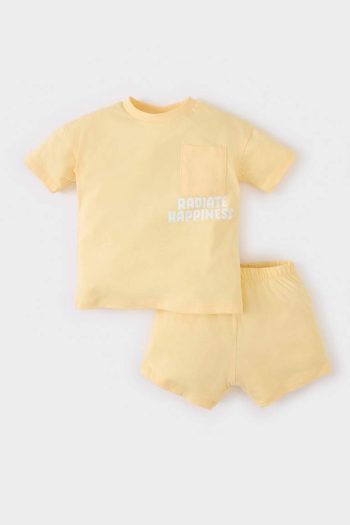 Boys' Baby 2-Piece Set with Printed Short-Sleeve T-Shirt and Stretchy Waist Shorts