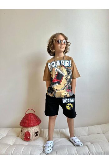 YİGİT BUTİK Dinosaur Print Boys' Short Set