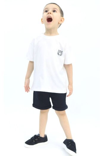 PUMPKIN Tiger Boys' Casual Summer Outfit Set 2-Piece Black-White