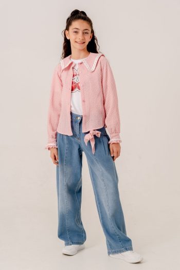 water rhinestone shirt t-shirt two-piece set 1805