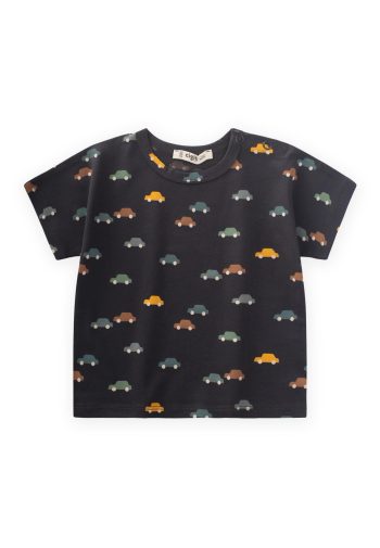 Car Pattern T-Shirt for Ages 1-5 in Anthracite