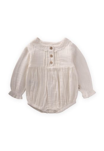 Fisto Collared Seasonal Muslin Bodysuit 0-2 Years Ecru