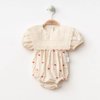 AGAPE Rectangular Fisto Collar Heart Detail Romper