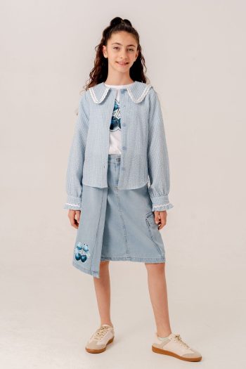 Girls' Water Stone Shirt T-Shirt Two-Piece Set 1805