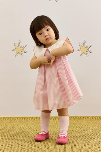 Pink Striped Dress with Collar