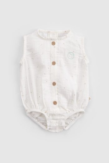 Organic Cotton Muslin Ecru Baby Sleeveless Bodysuit